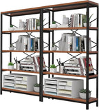 Himimi Industrial Bookshelf 5-Tier Set of 2, Bookcase 58" H Ladder Shelf by Himimi
