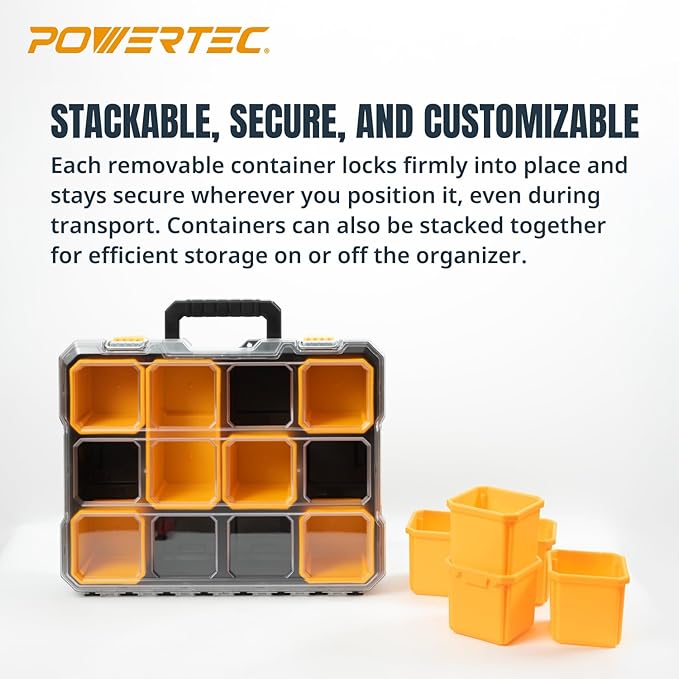 POWERTEC Small Parts Organizer & Tool Box – 10 Compartments, IP65 Water & Dust - Image 5