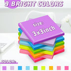 Sticky Notes 3x3 in Post, 9 Bright Colors Self-Stick Note Pads it, Strong - Image 2