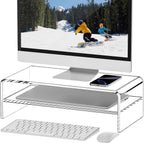 egchi clear acrylic monitor stand riser 2 tier, front angle view