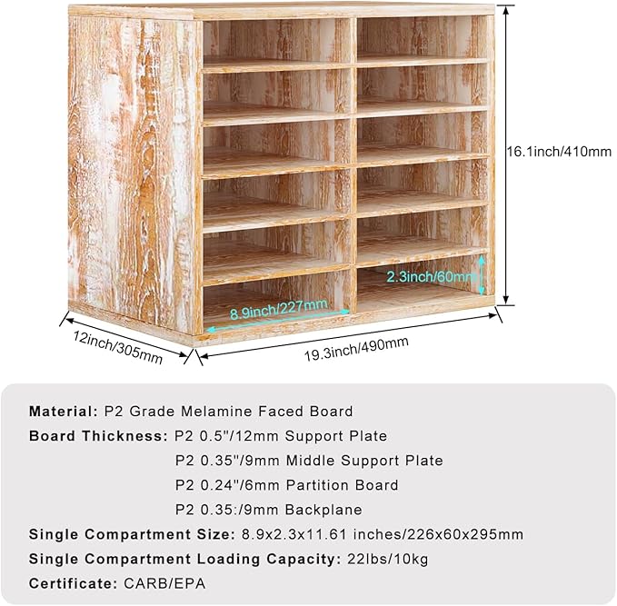 PAG Countertop Mail Sorter Organizer, Wooden Literature Organizer, Student - Image 2