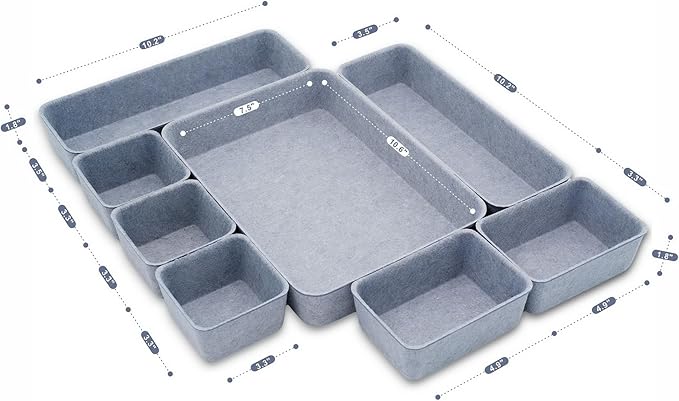Welaxy Desk Drawer Organizer Tray, 8-Piece Felt Storage Drawer Dividers - Image 7