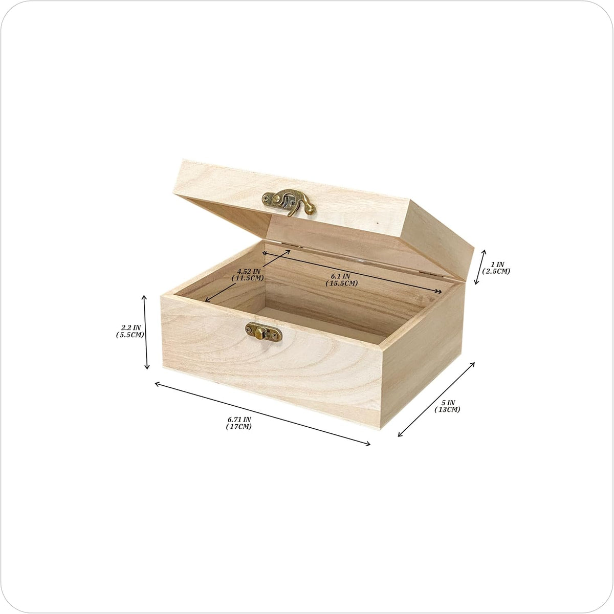 unfinished wooden box with lid rectangle crafts wood, side view