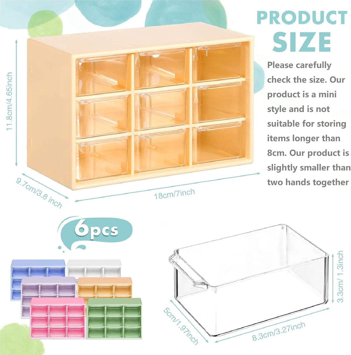 Amyhill 6 Pcs Mini Drawer Organizer Small Organizer with 9 Drawers Plastic De...