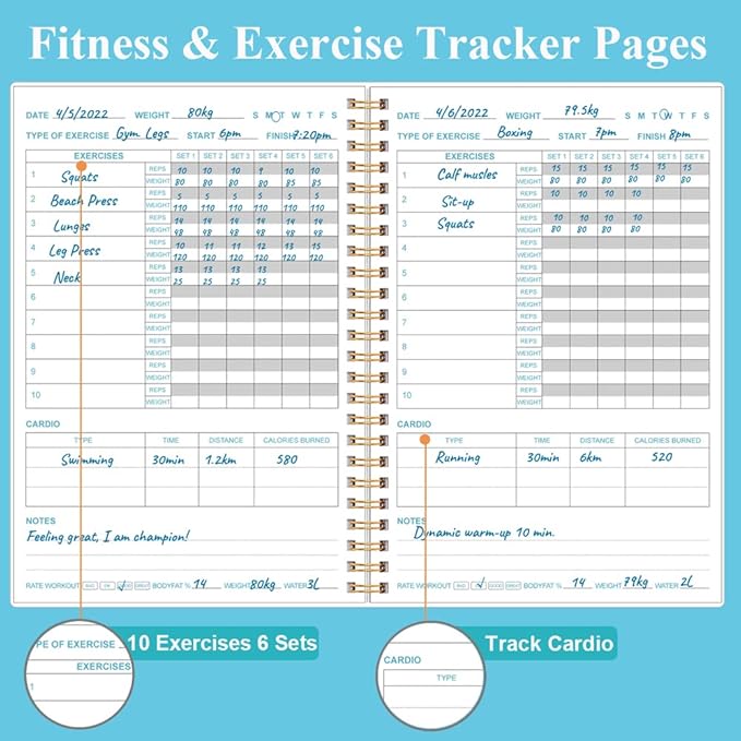 Simplified Fitness Journal for Women & Men, A5 Workout Journal/Planner Daily - Image 3