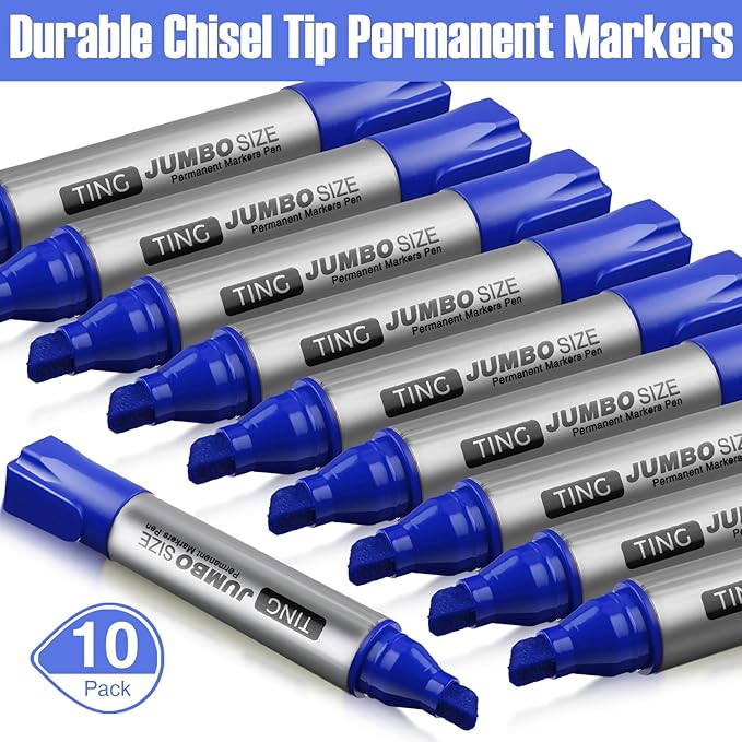 Fuutreo 10 Pack Jumbo Permanent Markers Bulk Large Chisel Tip Permanent Markers - Image 2