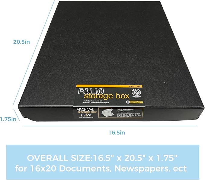 Lineco, Archival Folio Storage Box. Acid-Free, Metal Edge Boxboard, Clamshell - Image 2
