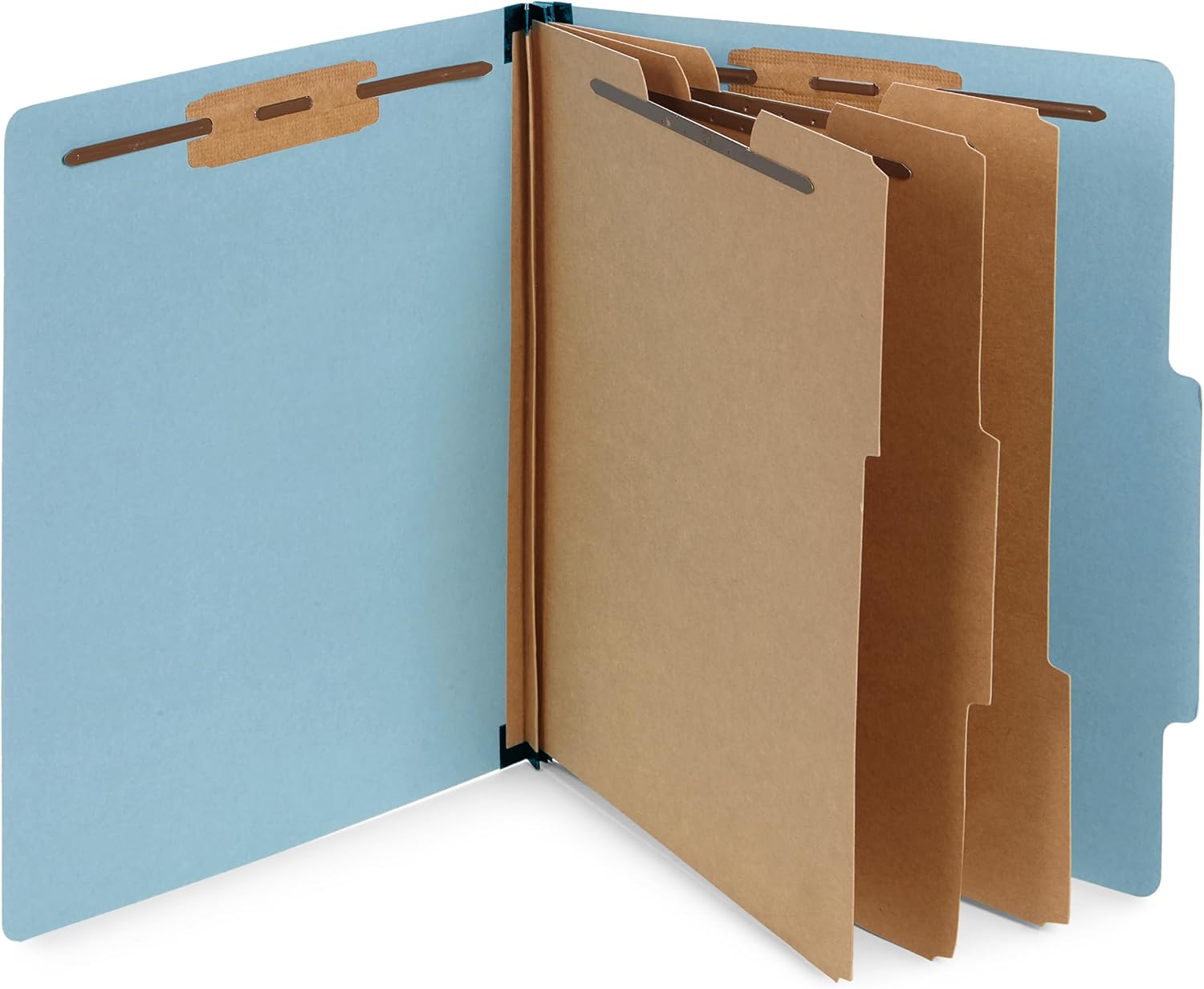 Blue Summit Supplies 10 Classification Folders, 3 Divider, Light Blue | Heavy-duty, letter size, 2 in expansion, 2 prong fasteners, 3 dividers, for medical and legal files