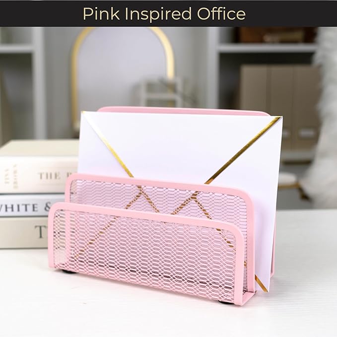 BLU MONACO | Pink Metal Mesh Letter Sorter - Image 2