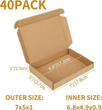 PHAREGE 7x5x1 Inch Shipping Boxes 40 Pack Brown, Tab Lock Tuck Top Mailer Boxes - Image 2