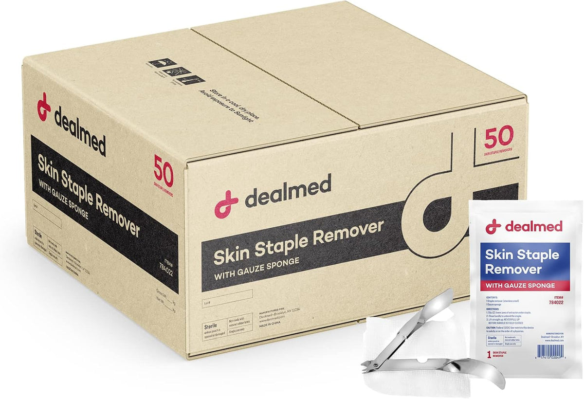 Dealmed Sterile Staple Removal Kit, Includes Staple Remover and Gauze Sponge