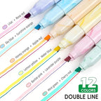 Techjob Aesthetic Highlighters 6 Pack Dual Tips, Double Line Highlighters - Image 4