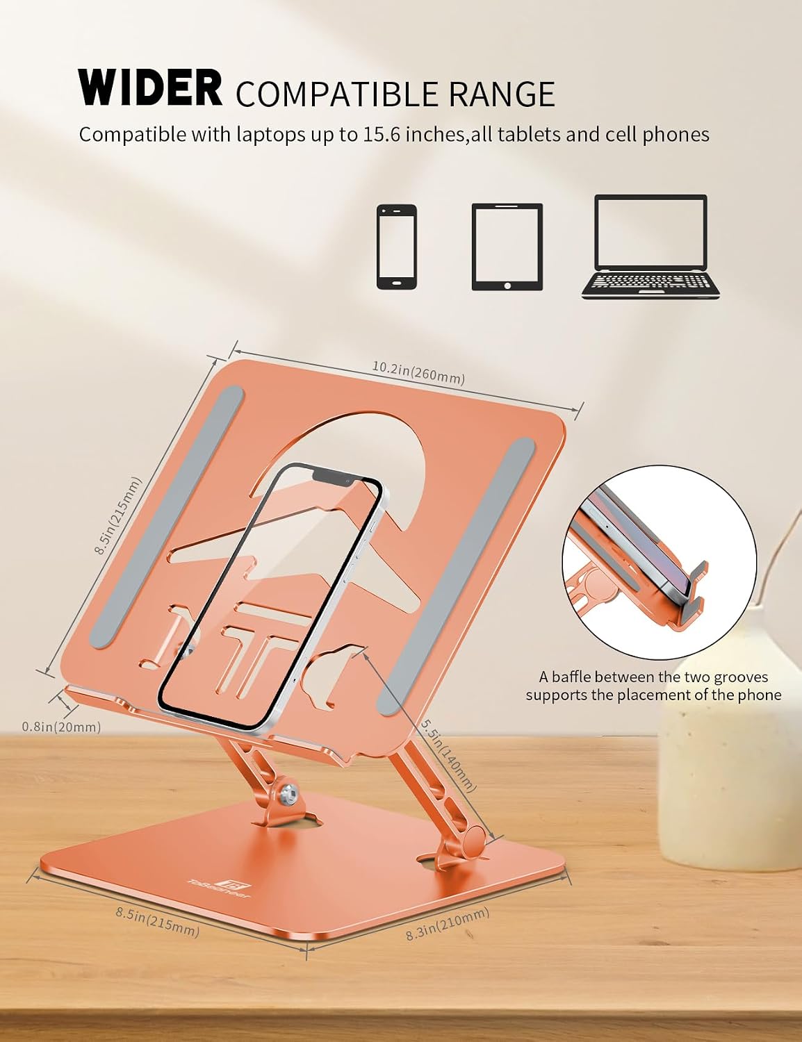 Z-Shaped Laptop Stand for Desk Fits 10"-16" Notebook, Orange