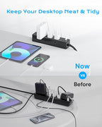 Flat Plug Desk Clamp Power Strip 10FT, 24W Total Charging Station, Desk Edge - Image 3
