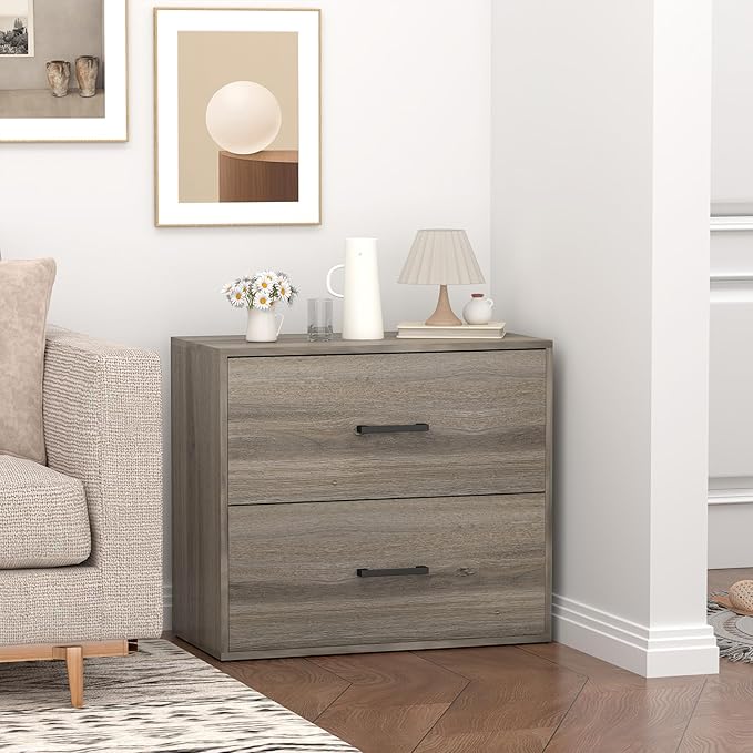 FATIGOS 2 Drawer File Cabinet, Wood Lateral File Cabinet, Wide Filing Cabinets - Image 8
