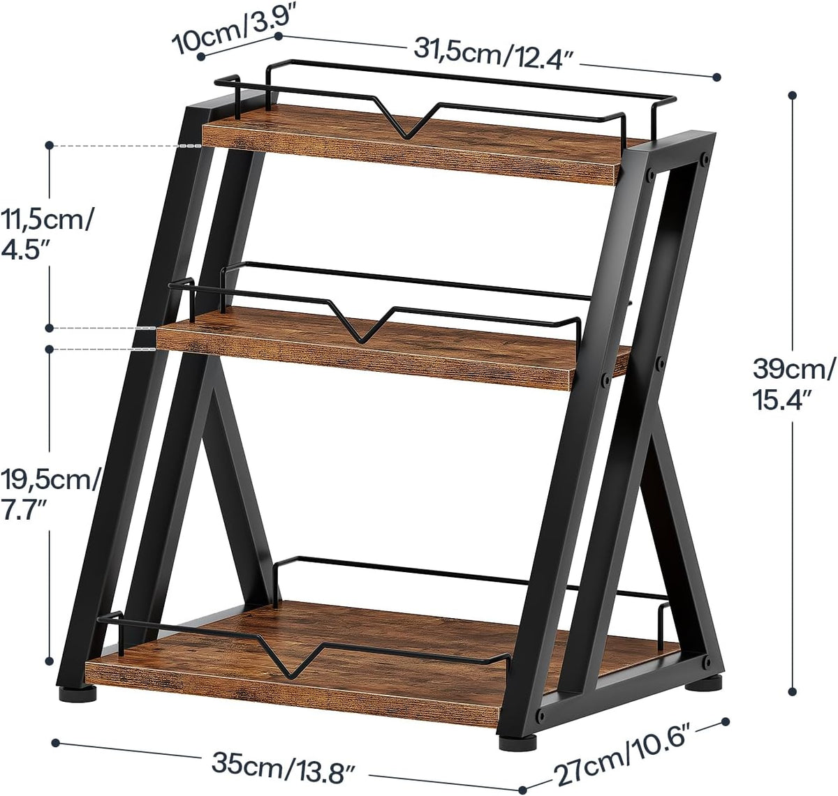 HOOBRO 3-Tier Kitchen Spice Rack, Kitchen Countertop Shelf, Desk Shelf Organi...