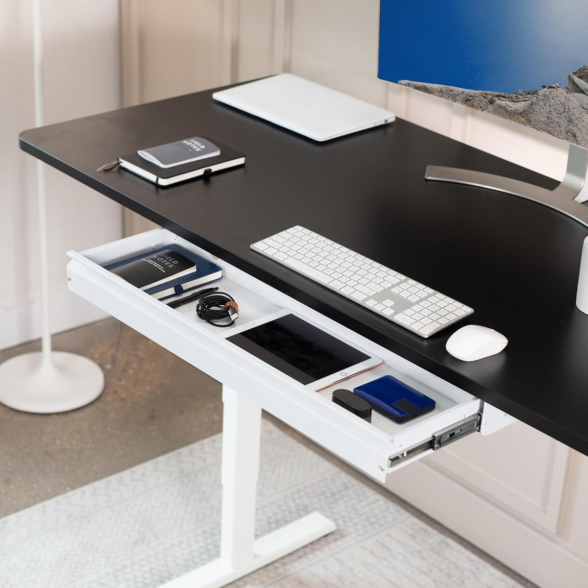 VIVO White Under Desk 33 x 9 in Slide Out Storage Drawer, DESK-DR33-W