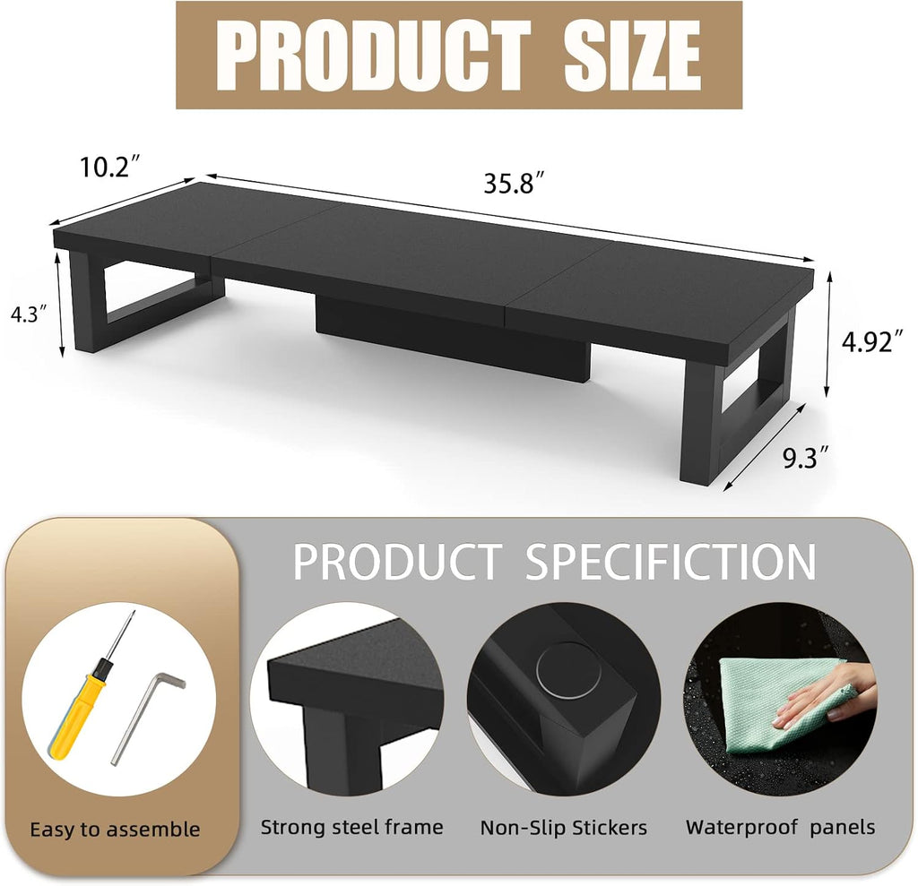 westree dual monitor stand riser, wood and steel, package contents