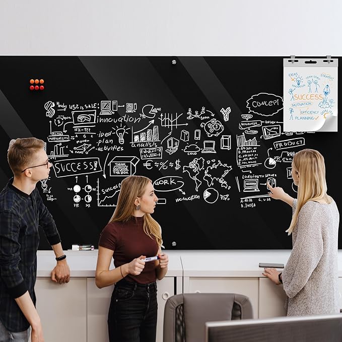 MaxGear Glass Whiteboard Wall Mounted, Frameless Magnetic Dry Erase Board - Image 7