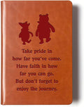 JOHSBYD Pooh Bear Leather Notebook, Friendship Gift for Women & Men | Inspirational Journal with 200 Lined Pages, Birthday Gifts for Son or Daughter Back to School College Supplies (take pride)