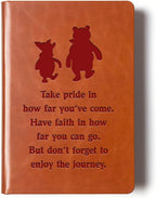 JOHSBYD Pooh Bear Leather Notebook, Friendship Gift for Women & Men | Inspirational Journal with 200 Lined Pages, Birthday Gifts for Son or Daughter Back to School College Supplies (take pride)