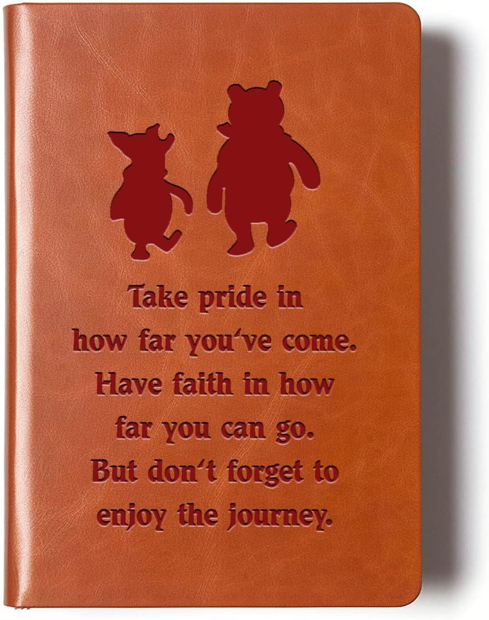 JOHSBYD Pooh Bear Leather Notebook, Friendship Gift for Women & Men | Inspirational Journal with 200 Lined Pages, Birthday Gifts for Son or Daughter Back to School College Supplies (take pride)