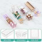 WOWBOX 9 Pack Clear Drawer Organizer Set, Acrylic Drawer Storage Trays - Image 3