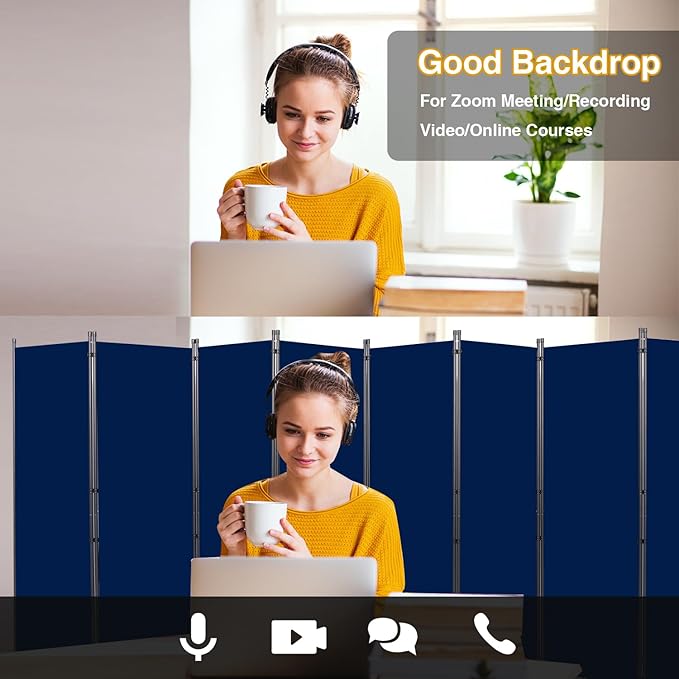CHOSENM Room Divider, 8 Panel Folding Privacy Screens - Image 7