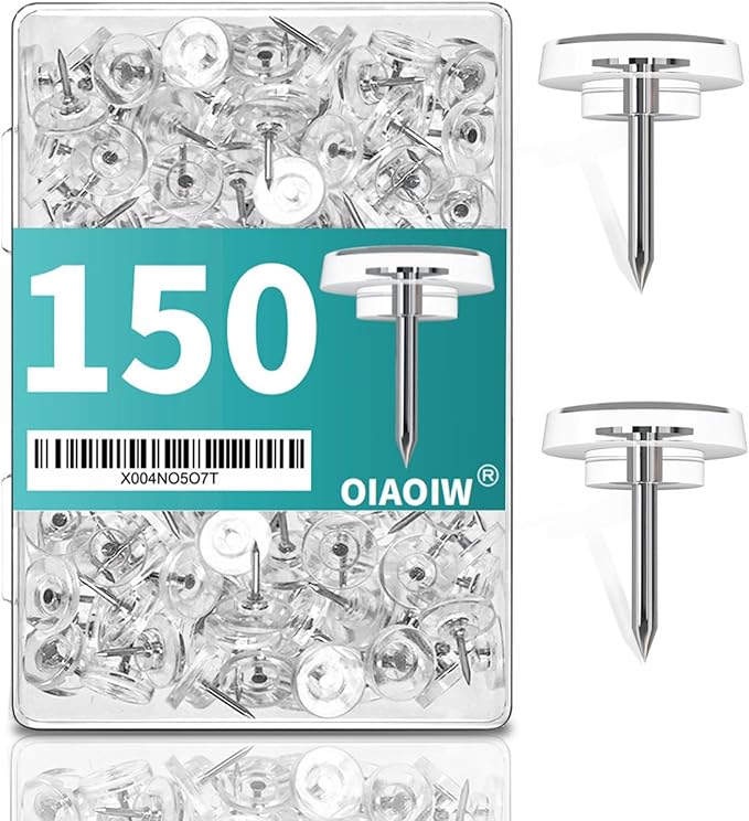 150 PCS Flat Clear Short Push Pins by OIAOIW