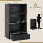 LOKO 4-Tier Bookcase with Storage Drawer, Modern Organizer Display Storage - Image 3