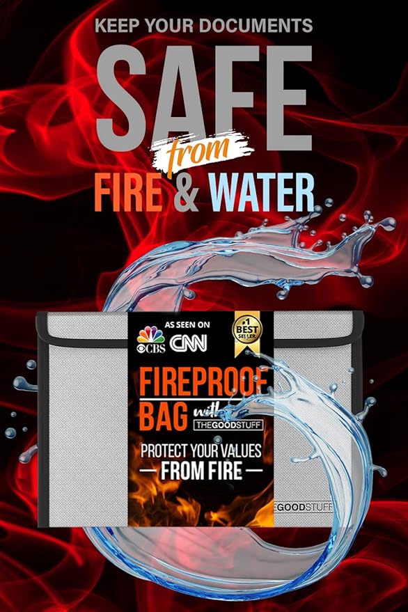 Fireproof Document Bag Envelope Size: 8" x 5" Fireproof Cash Bags - Image 2
