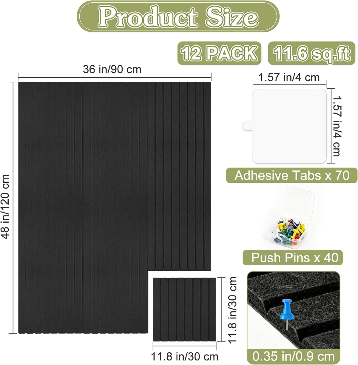 Large Felt Bulletin Board 48" x 36" Cork Board Alternative for Walls