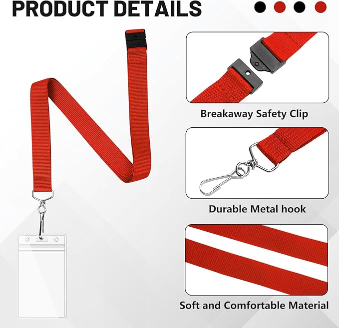 12 Pack Red Breakaway Lanyards - Image 4