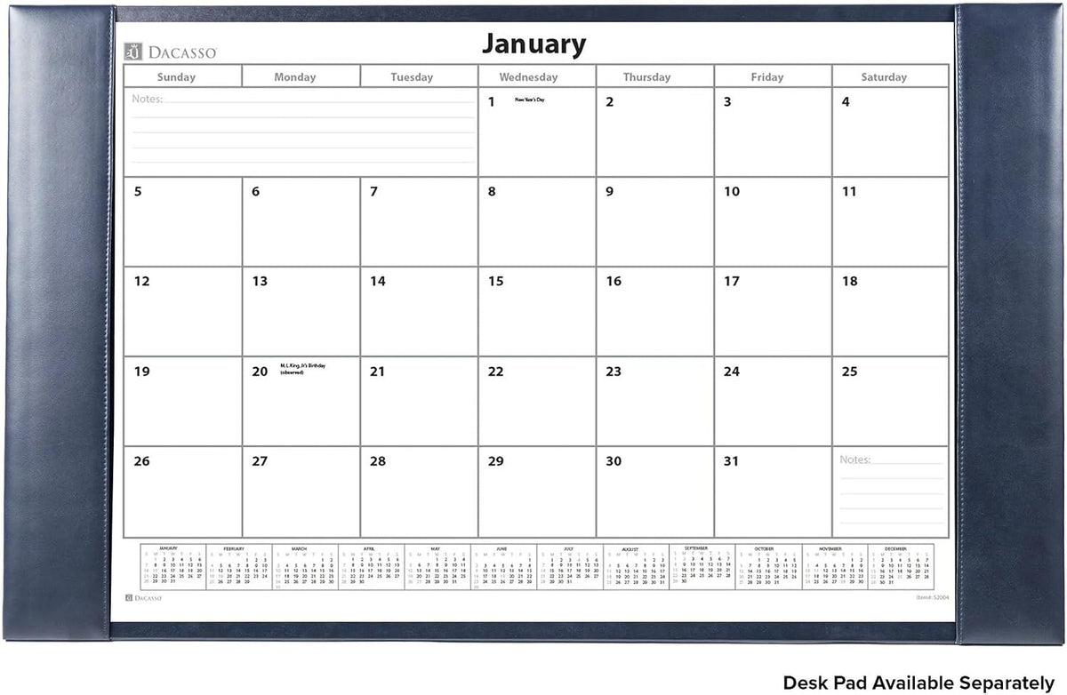 Dacasso Monthly Calendar Refill, 28.75" x 16.75", White (S2004 / S2004-O)
