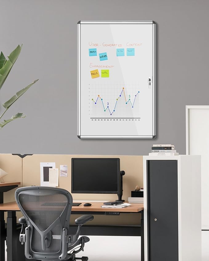 Mifuro 36"x24" Enclosed Bulletin Board, Lockable Weather-Resistant Aluminum - Image 2