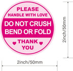 2inch 300pcs Pink Do Not Crush Bend or Fold Shipping Sticker for Envelops