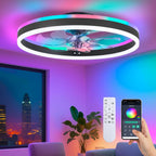 sterren rgb ceiling fan with light, low profile, main product view