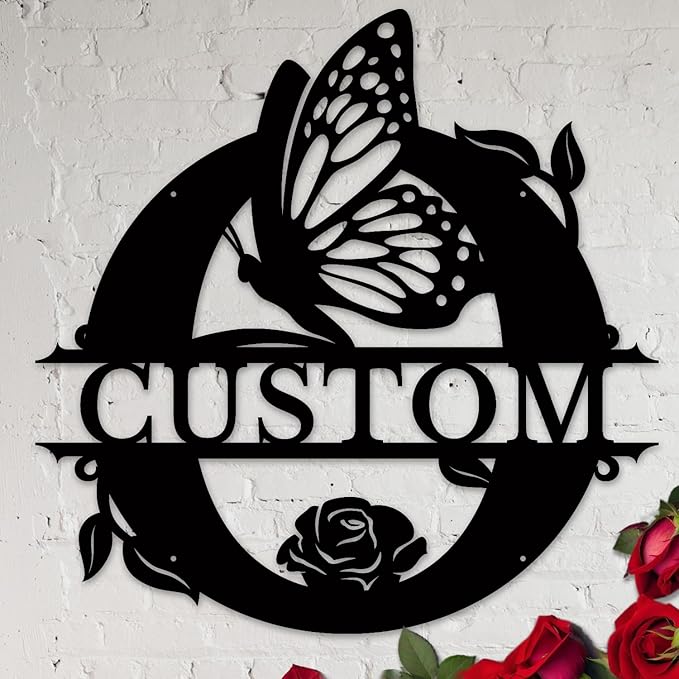 Personalized Custom Letter Name metal Signs, Custom Black Letter Monogram Wall by Casebrick