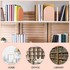 Honoson 4 Pcs Boho Wood Bookends Back to School Sage Green Wooden Book Stands Decorative Non Skid Book Stoppers for Books Cds Videos Albums Office Desktop Shelves (Orange)