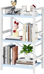 Homeiju Bookshelf, 3 Tier Industrial Bookcase, Metal Small Bookcase, Rustic by Homeiju