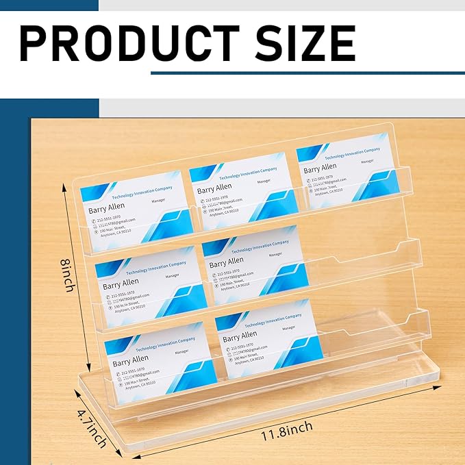 Dunzoom Business Card Holder for Desk 9 Slots Clear Gift Card Display Acrylic - Image 3