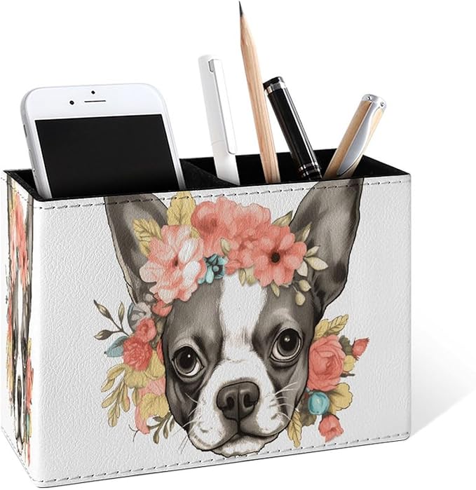 Famame Flowers on Bulldog Head Pencil Holder by Famame