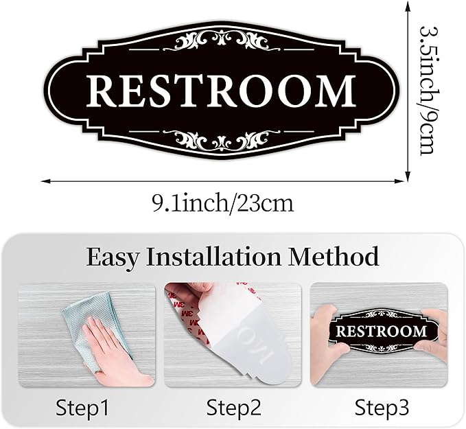 Restroom Sign for Business and Home，Self-adhesive Unisex Bathroom Sign - Image 2