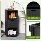 happygrill outdoor storage cabinet pe rattan wicker storage, side view