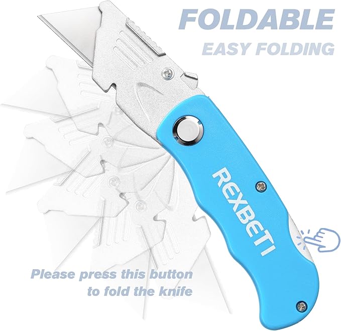 REXBETI 4-Pack Folding Pocket Utility Knife Quick-change SK5 Box Cutter - Image 3