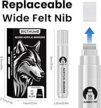 BIGTHUMB 3 Pcs Silver Jumbo Permanent Markers: 15mm Wide Tip Thick Acrylic - Image 5