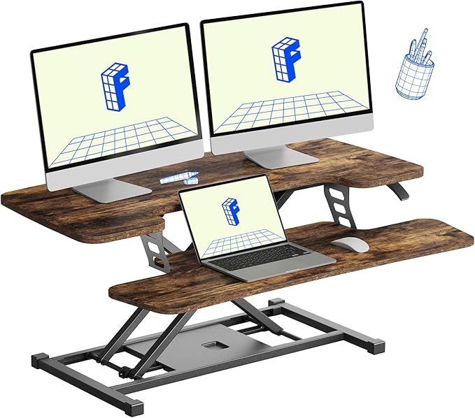 FLXISPOT 36" Standing Desk Converter, Quick Sit Stand up Desktop Riser Height by FlexiSpot