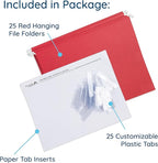 25 Blue Summit Supplies Red Hanging File Folders Letter Size – Durable 11pt - Image 4