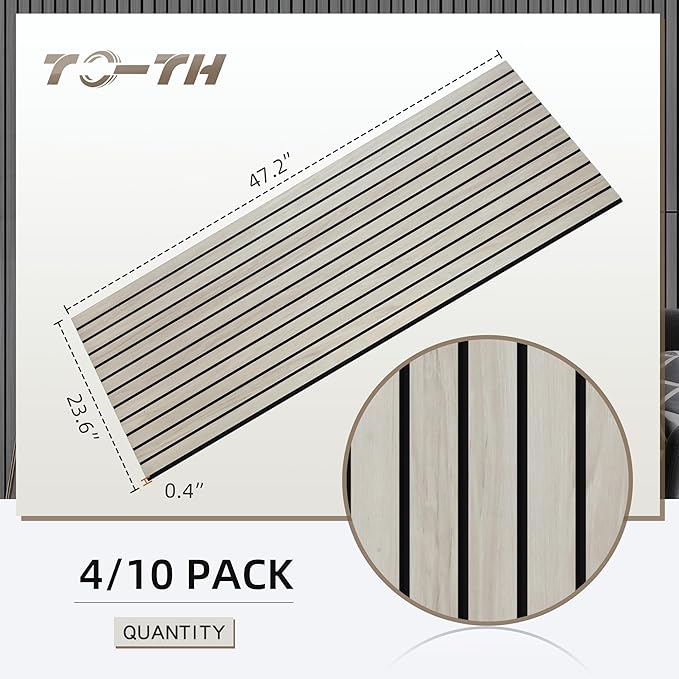TO-TH Wood-Look Acoustic Panel, 4 Pack 47.2” x 23.6” Soundproof Wall Panels - Image 7