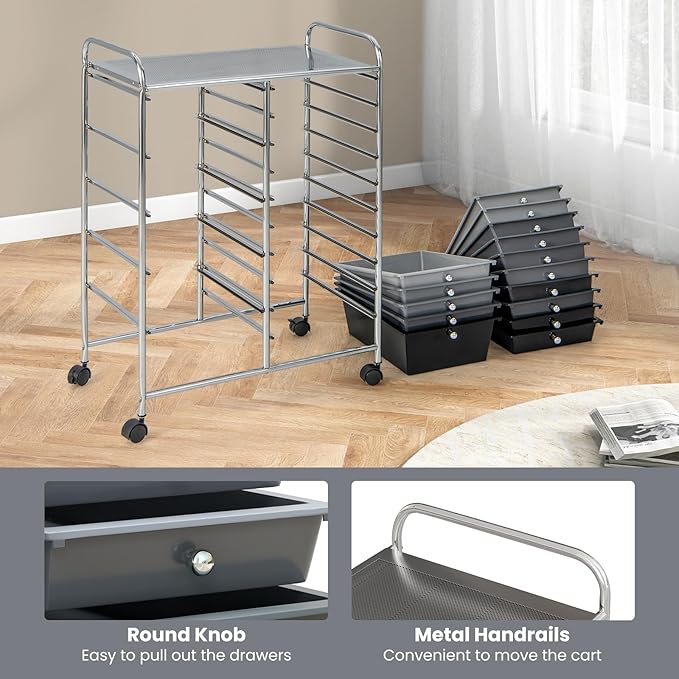 GOFLAME 15-Drawer Rolling Storage Cart, Craft Storage Cart - Image 6